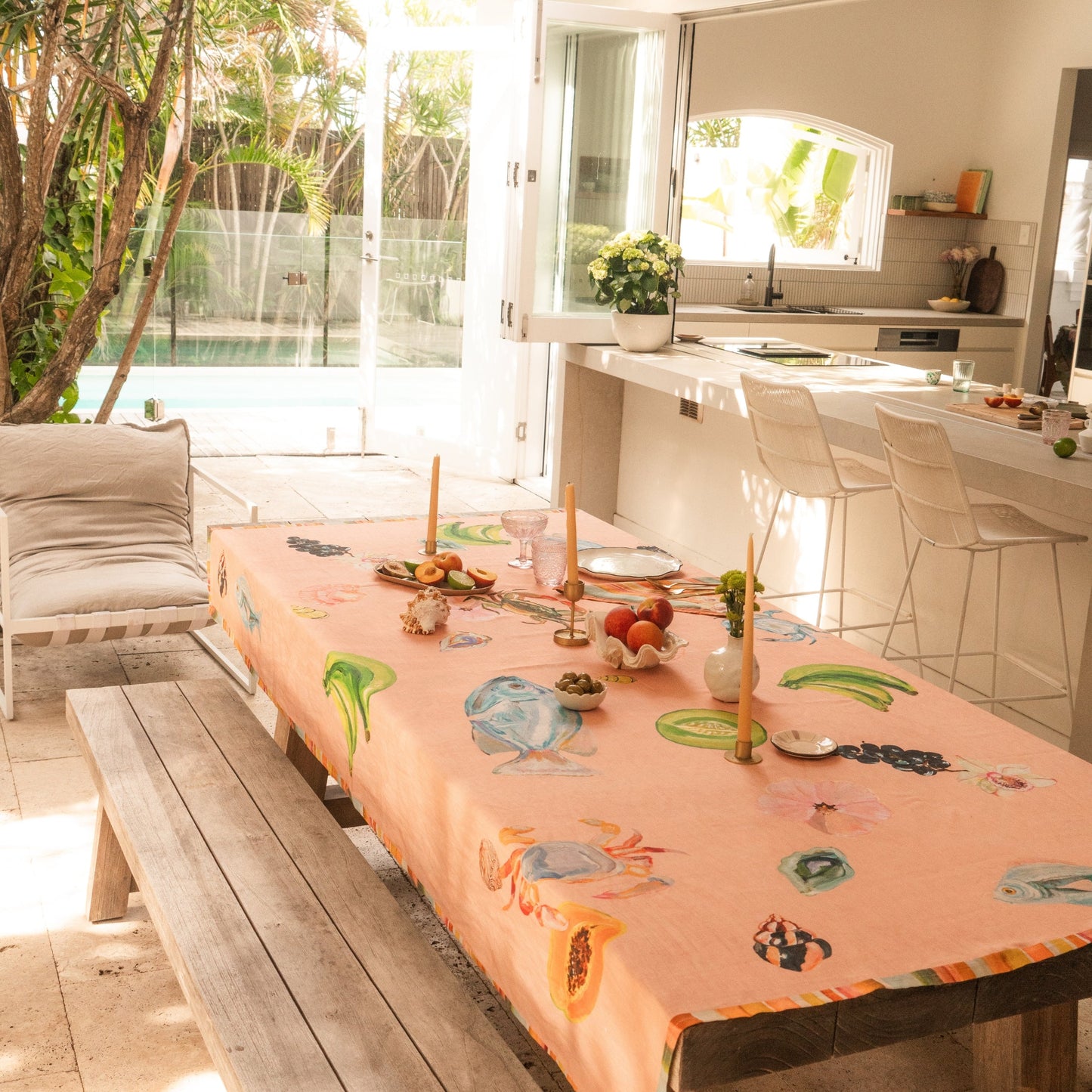 Annie Everingham Tablecloth - Pastel Sea